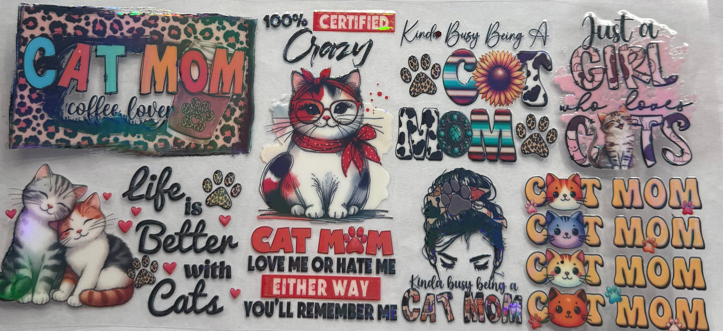 uvdtf transfer wrap Holo cat mom