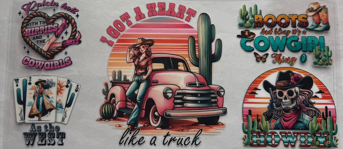 uvdtf transfer wrap Heart like a truck western