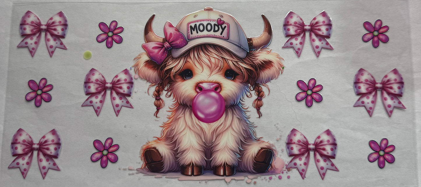 uvdtf transfer wrap Moody highland cow