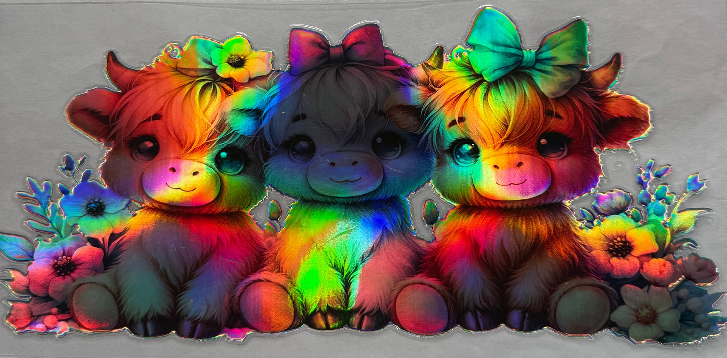 uvdtf transfer wrap Holo 3 highland cows