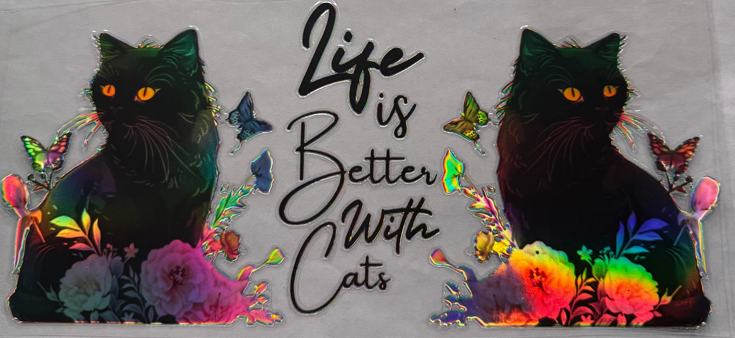 uvdtf transfer wrap Holo black cats