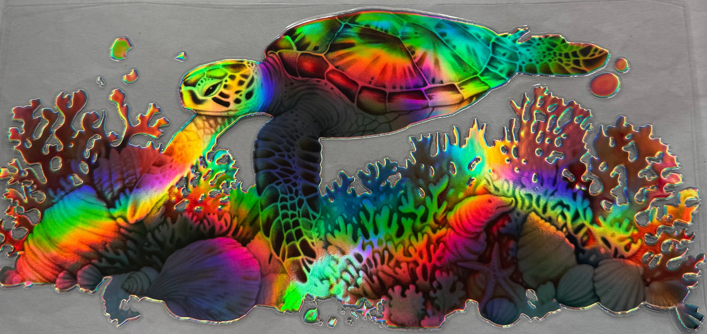 uvdtf transfer wrap Holo under the sea turtle