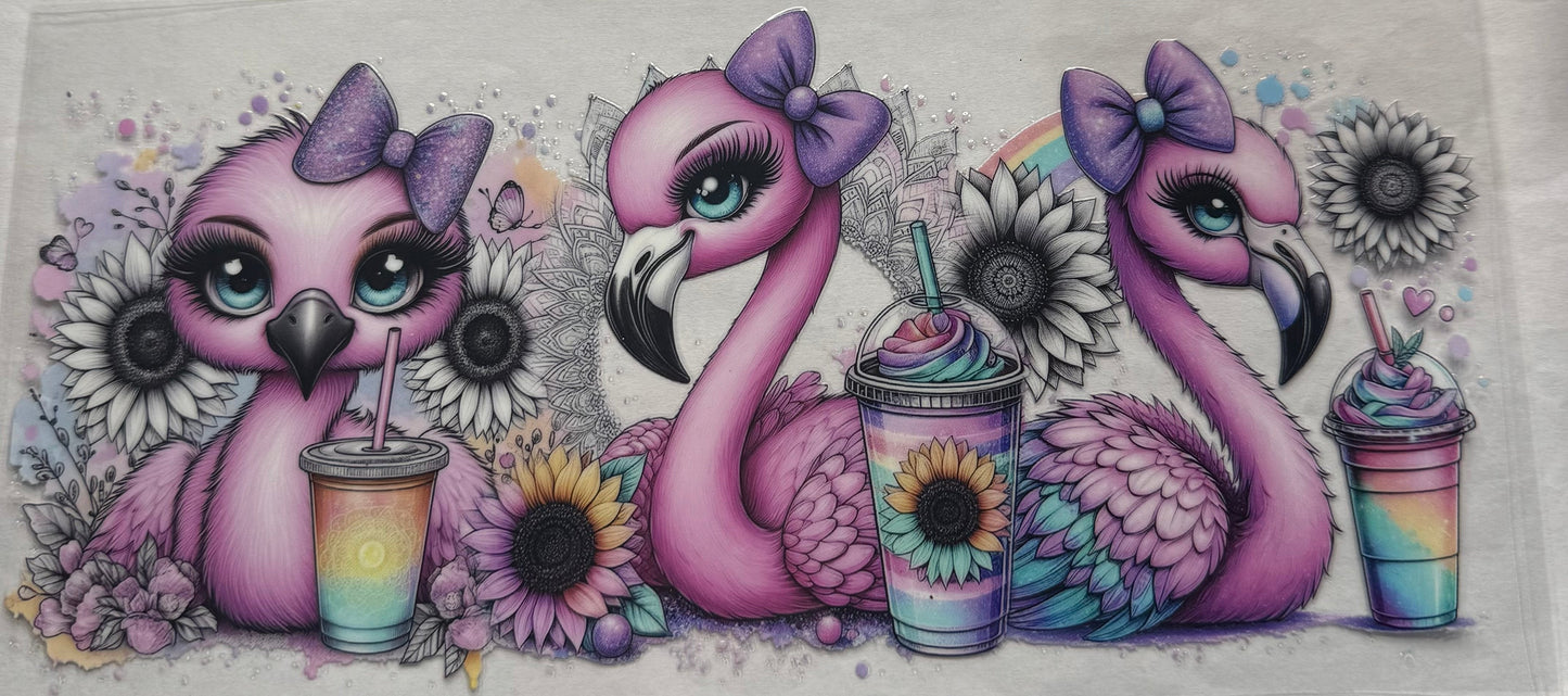 uvdtf transfer wrap Flamingos with drink
