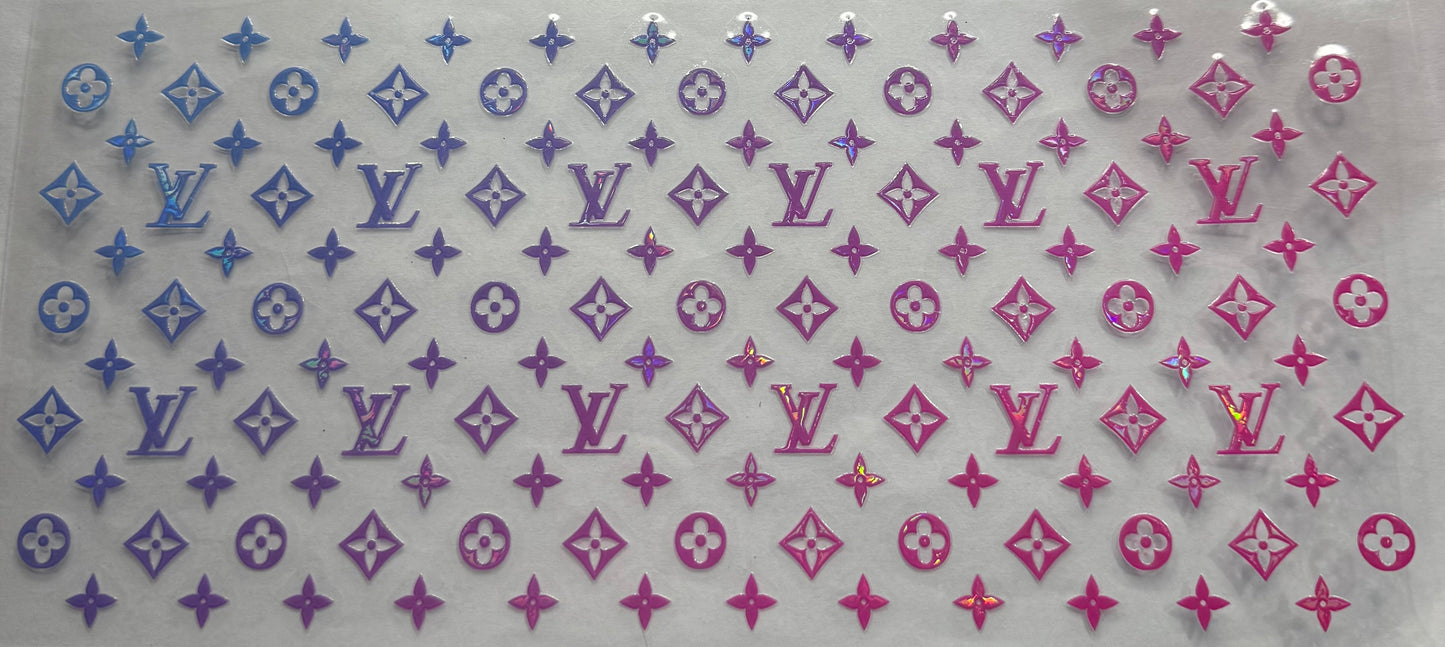 uvdtf transfer wrap holo blue purple pink lv