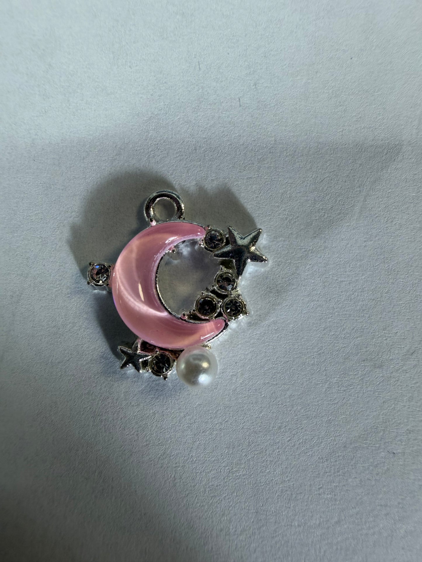 Charms pink moon with star with rhinestones