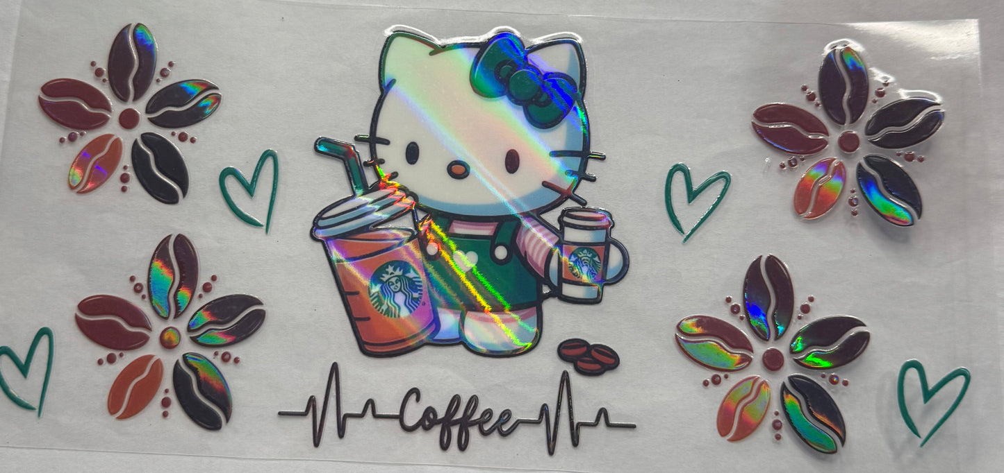 uvdtf transfer wrap holo Starbucks hello Kitty