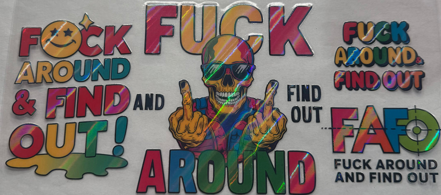uvdtf transfer wrap holo red skull fuck around