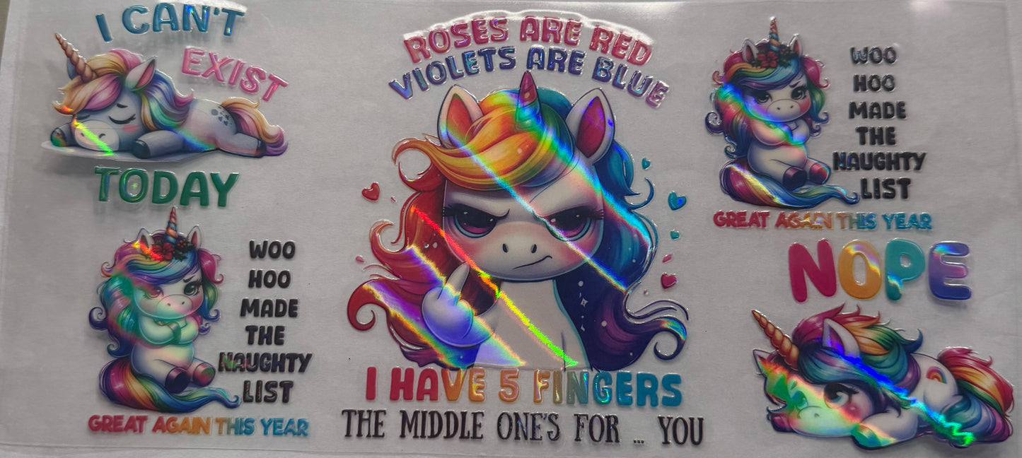 uvdtf transfer wrap holo naughty unicorn