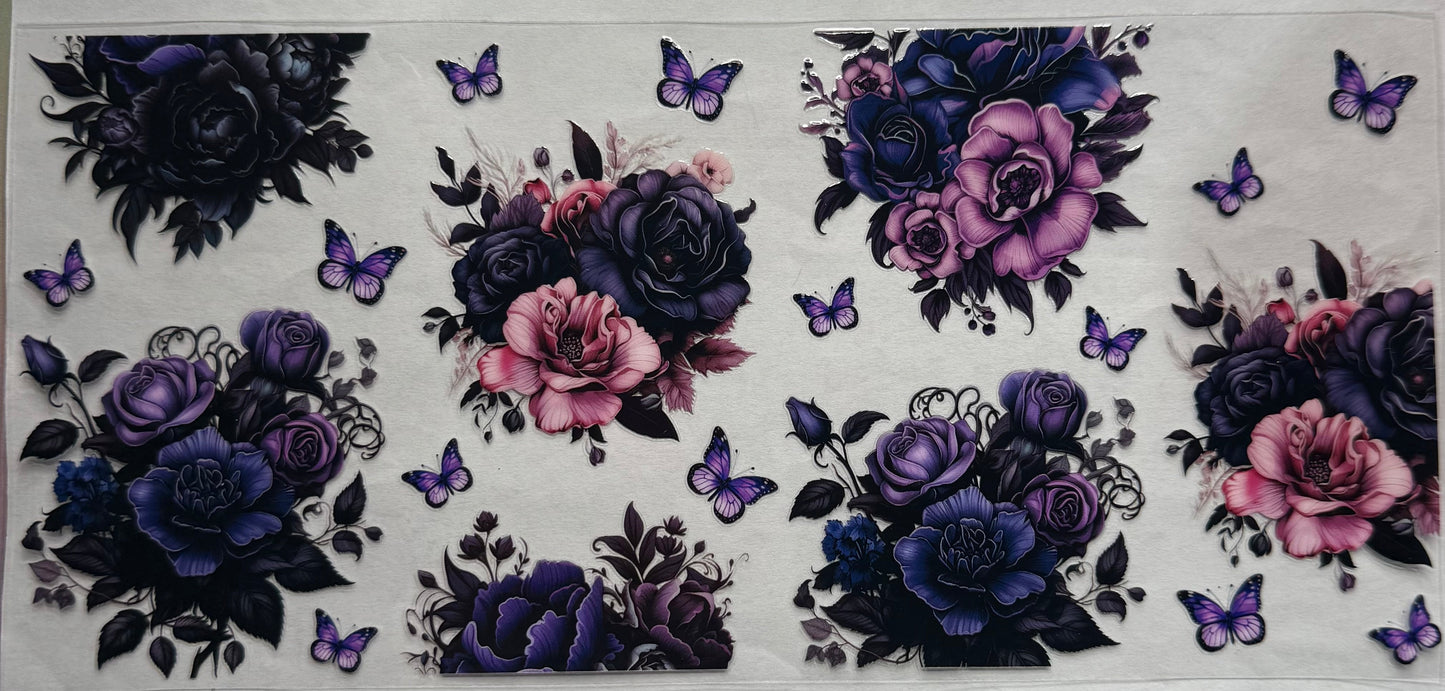 uvdtf transfer wrap purple blue pink floral