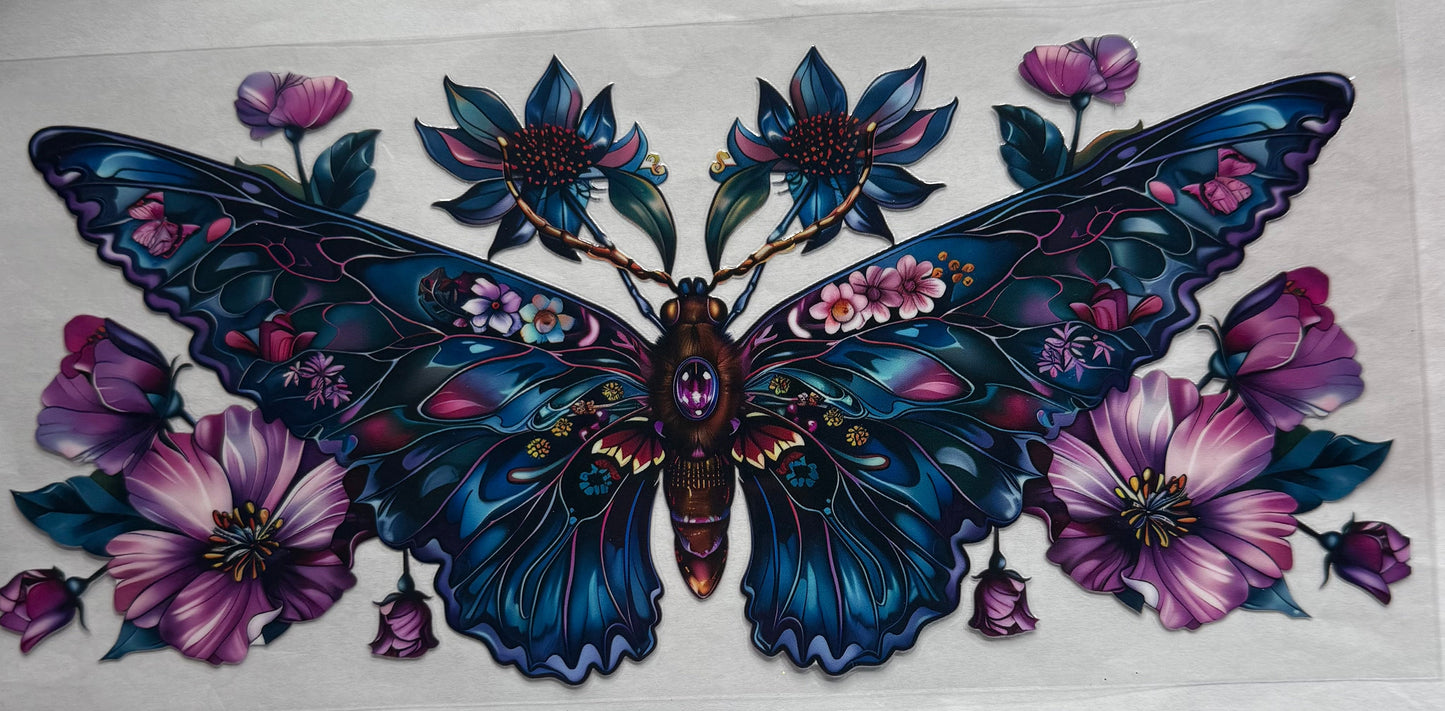 uvdtf transfer wrap Large blue purple butterfly