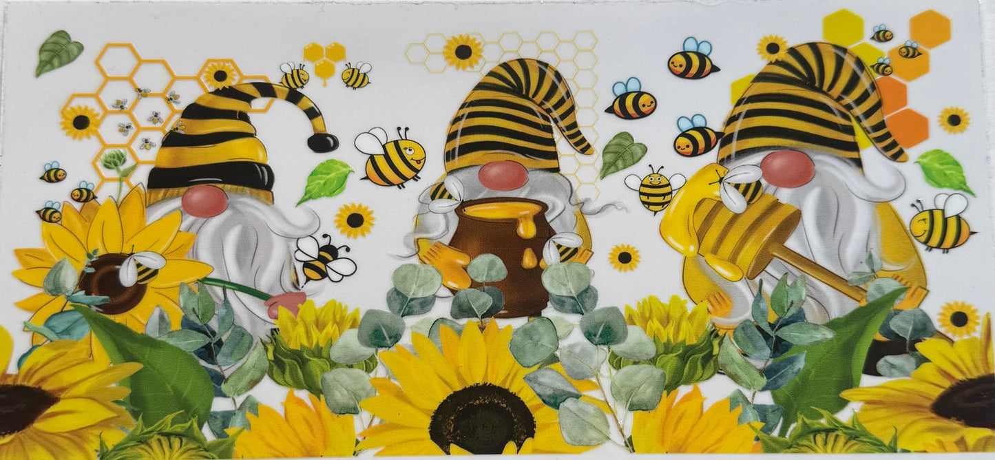 uvdtf transfer wrap bee gnomes with sunflower