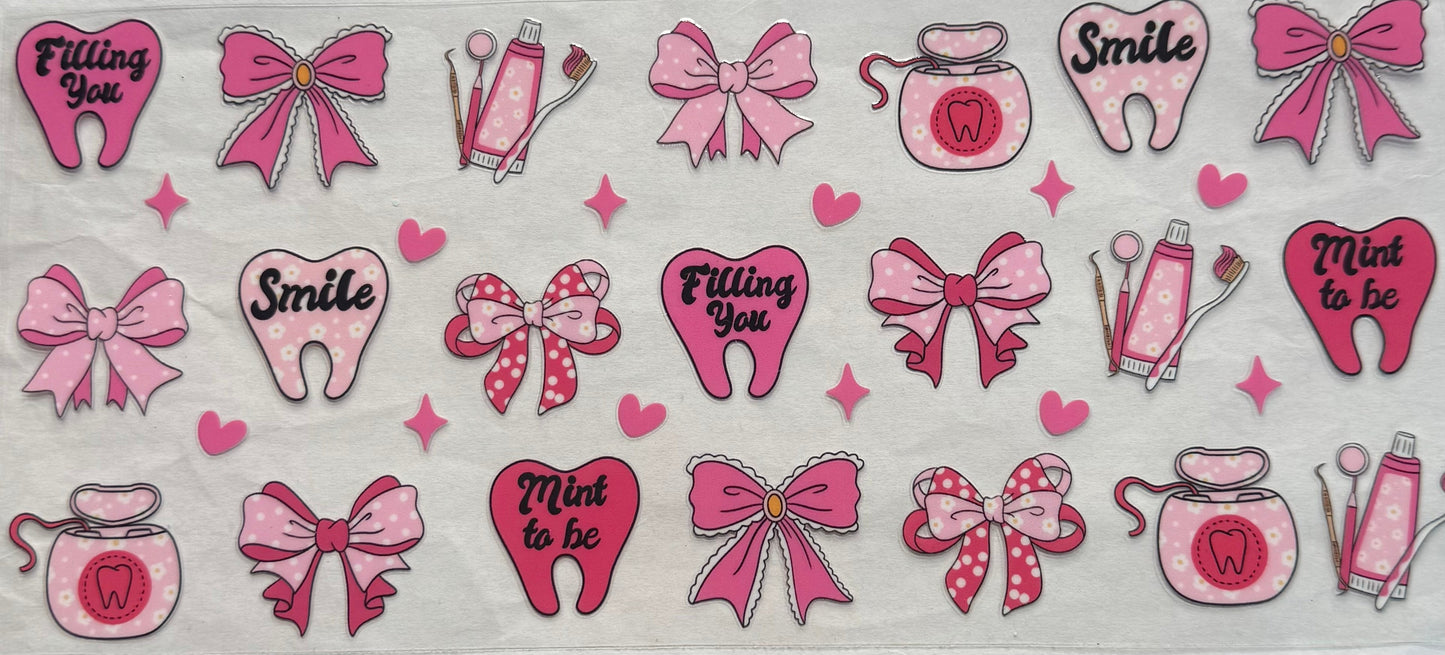 uvdtf transfer wrap dentist with bows