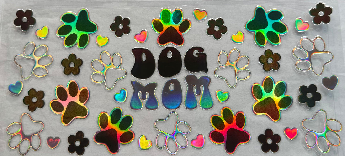 uvdtf transfer wrap holo dog mom paw prints