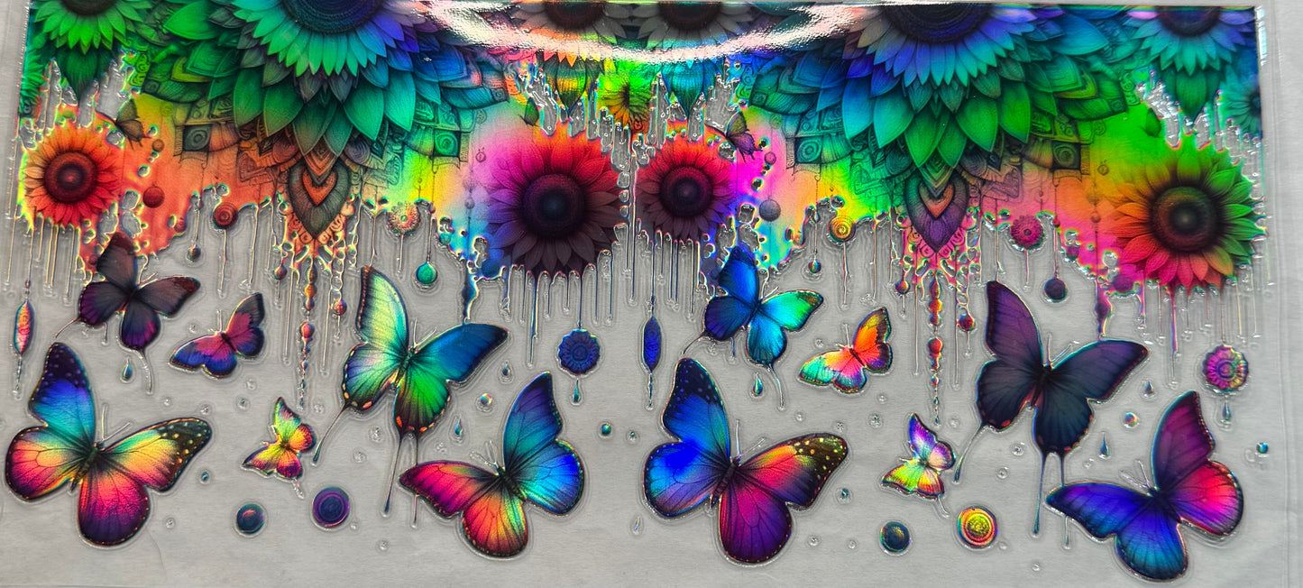 uvdtf transfer wrap holo sunflower butterfly’s