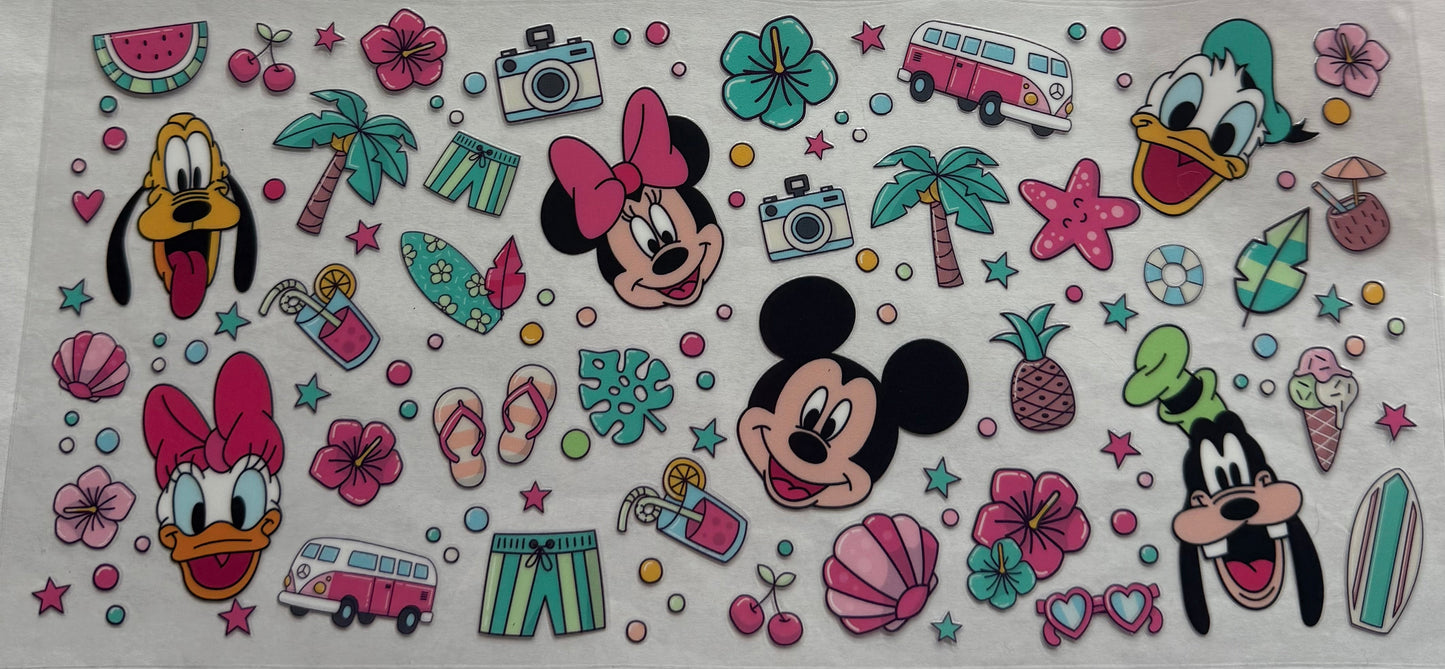 uvdtf transfer wrap Mickey Mouse beach