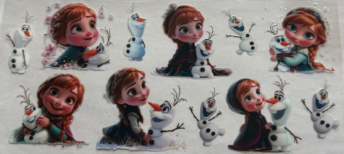 uvdtf transfer wrap Disney, Anna and Olaf