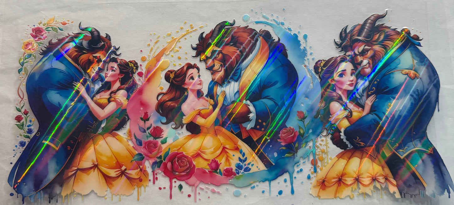 uvdtf transfer wrap holo beauty and the beast