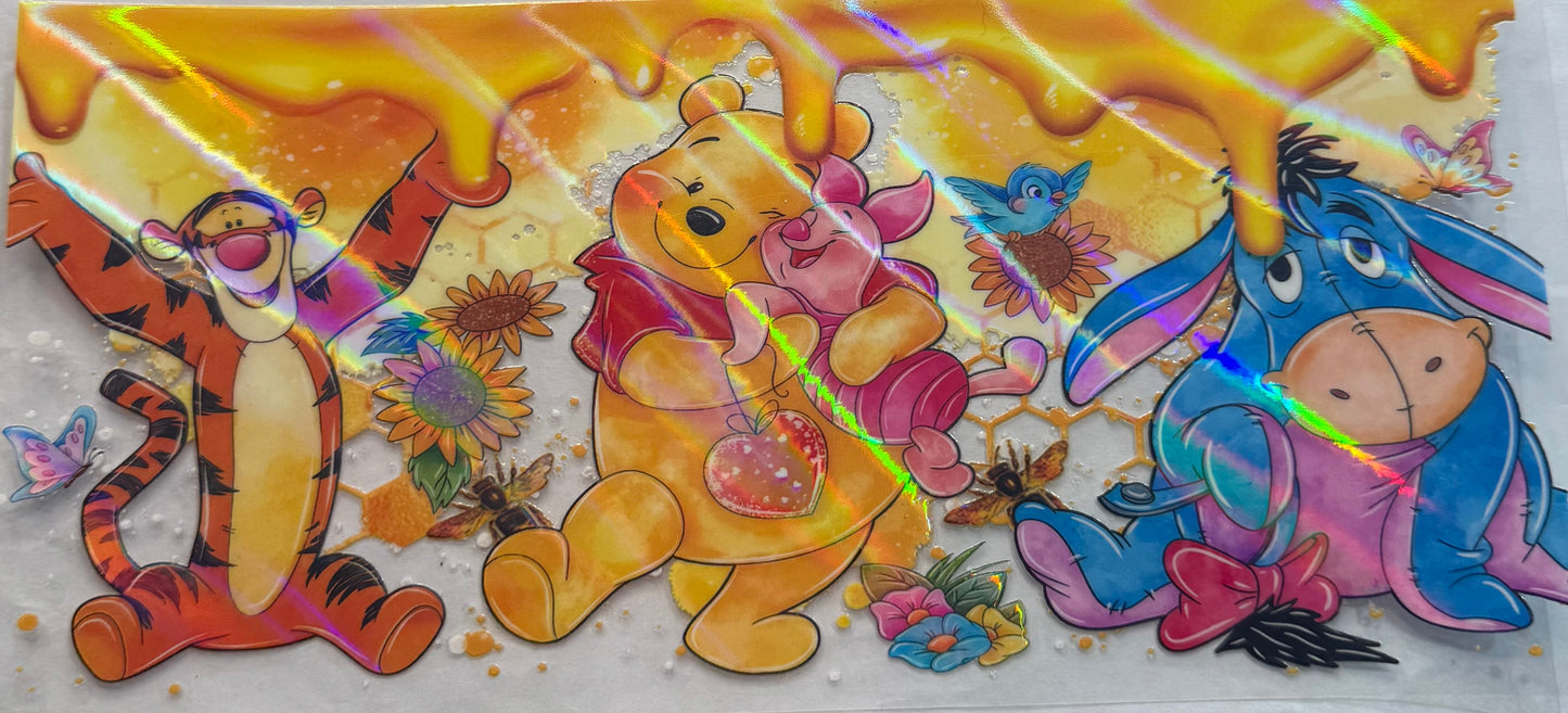 uvdtf transfer wrap holo Winnie the Pooh honey dripping