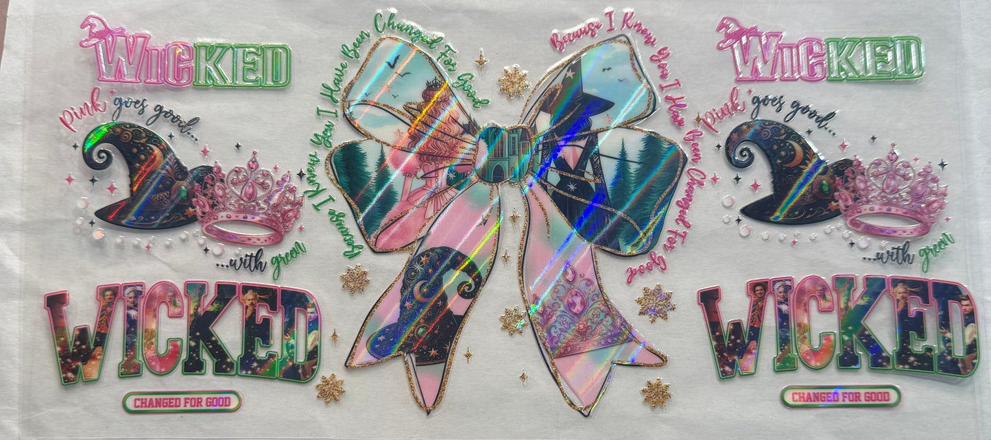 uvdtf transfer wrap holo wicked theme with bow
