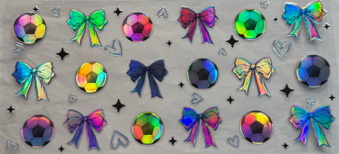 uvdtf transfer wrap holo soccer balls with bows