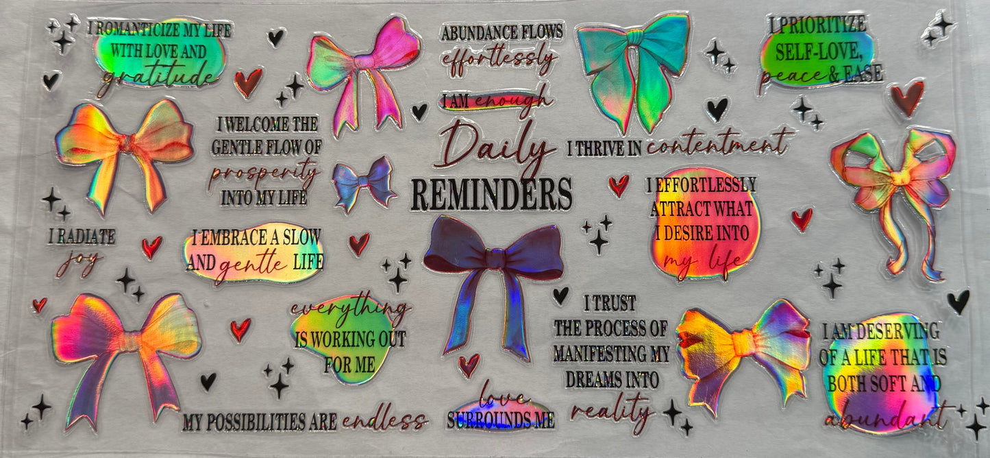 uvdtf transfer wrap holo daily reminders with bow
