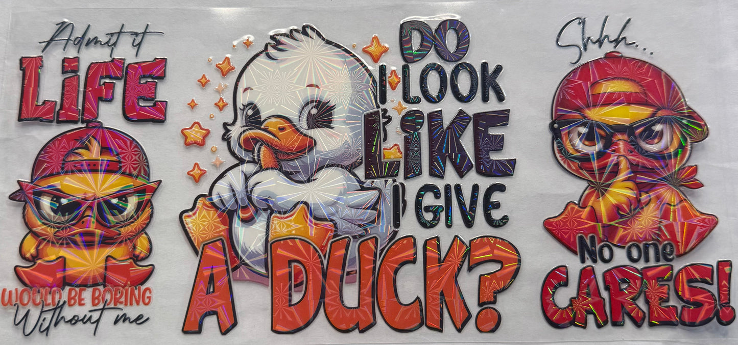 uvdtf transfer wrap holo duck