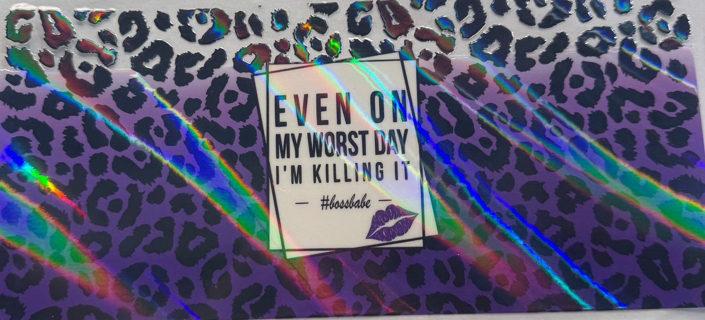 uvdtf transfer wrap holo cheetah mom life