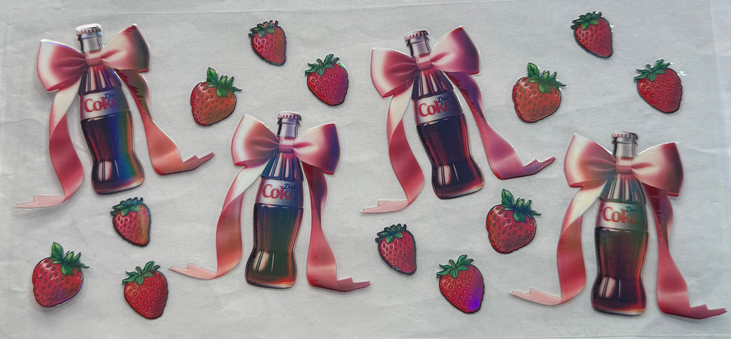 uvdtf transfer wrap Diet Coke strawberry bow drink