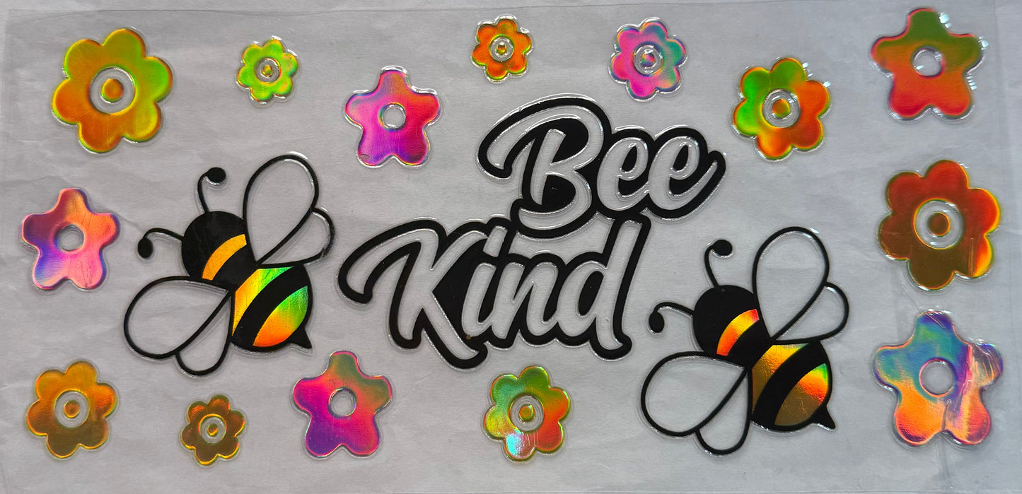 uvdtf transfer wrap holo bee kind floral bee