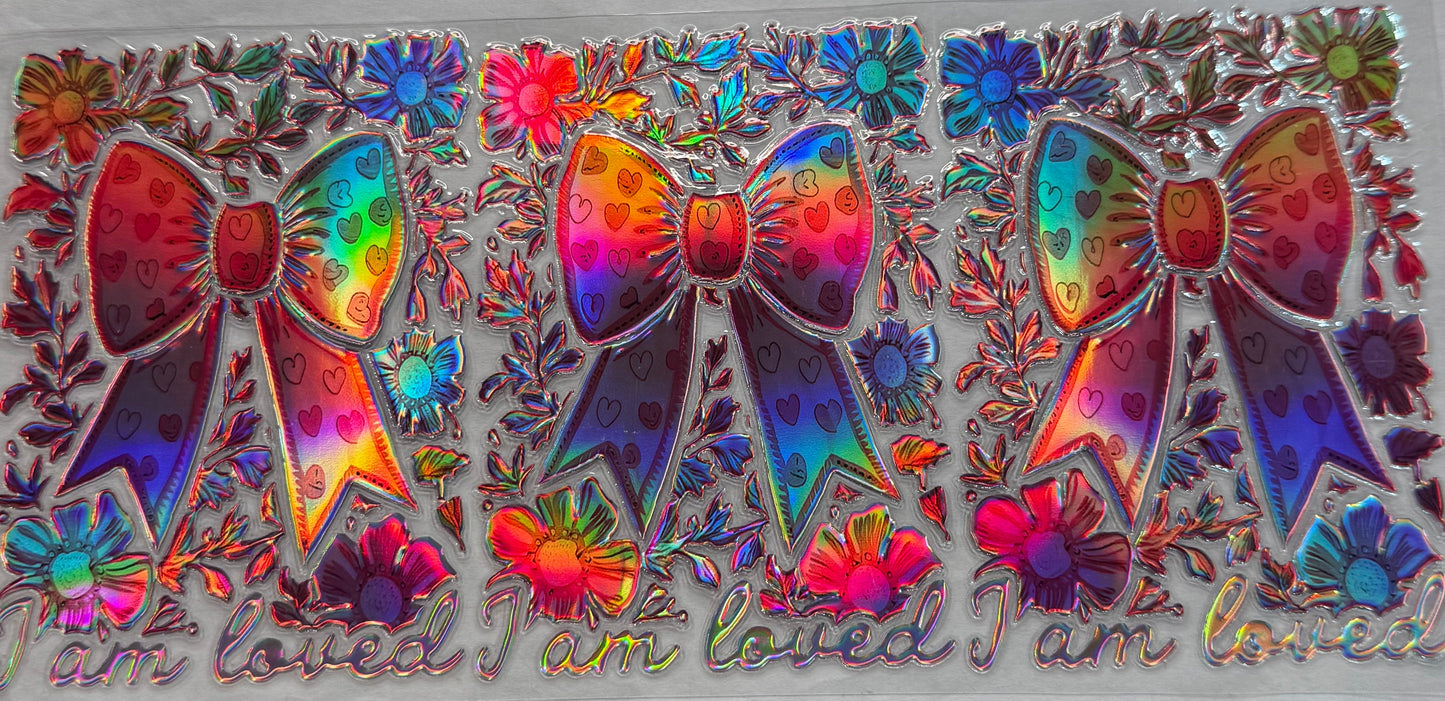 uvdtf transfer wrap holo bows floral you are loved