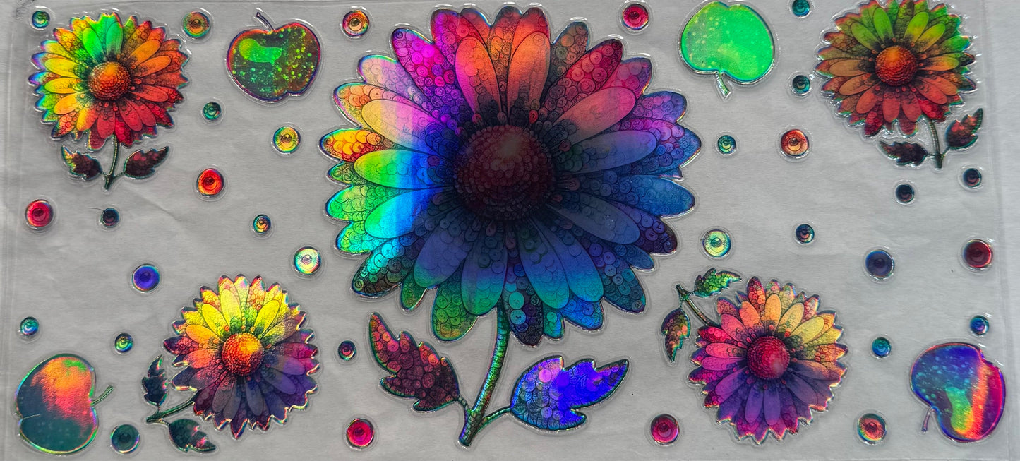 uvdtf transfer wrap holo sunflower