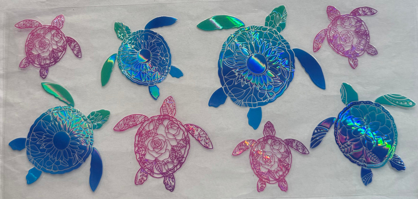 uvdtf transfer wrap holo turtles
