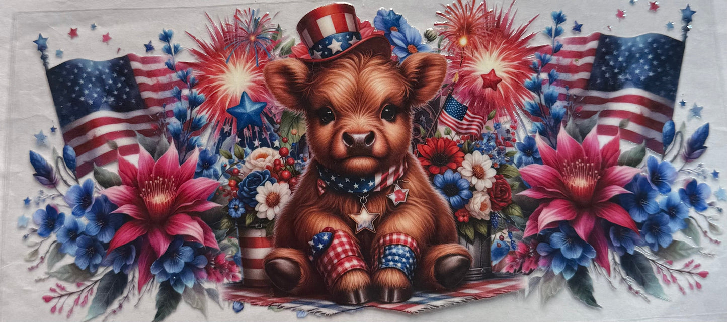 uvdtf transfer wrap Americana highland cow