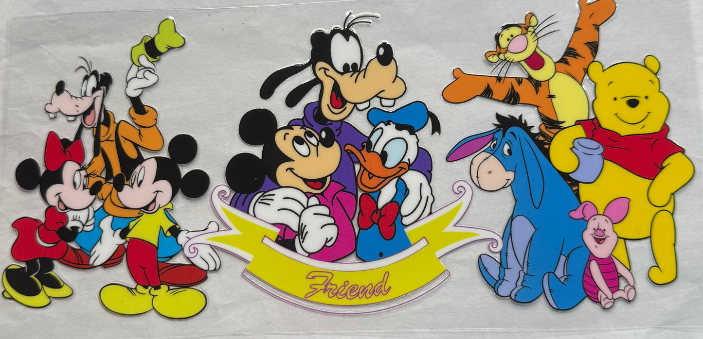 uvdtf transfer wrap Mickey Mouse and Pooh friends