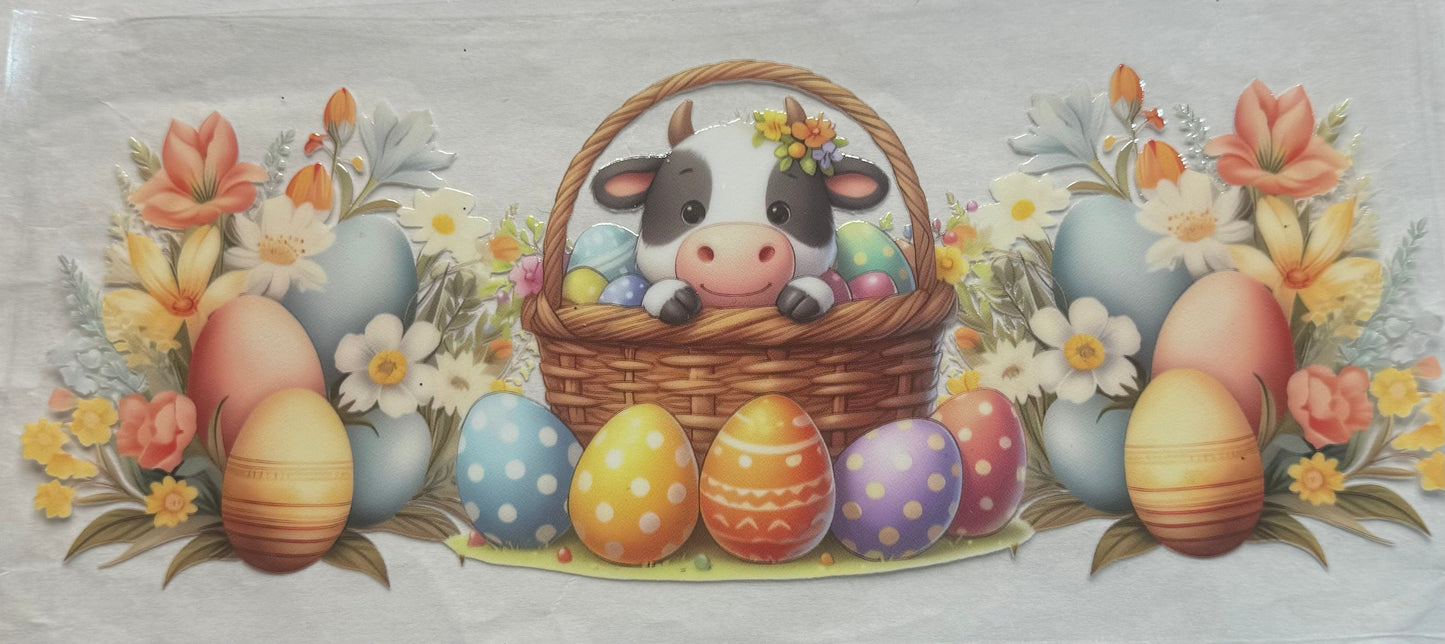 uvdtf transfer wrap cow Easter basket