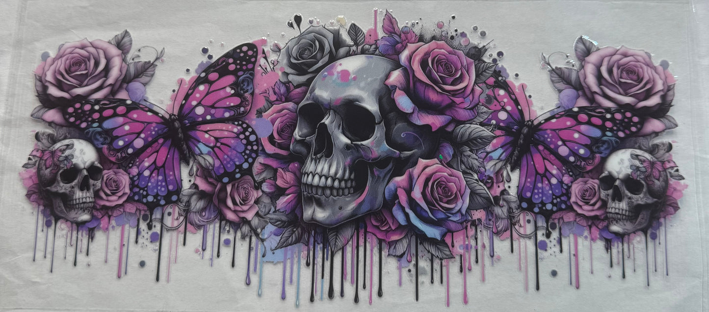 uvdtf transfer wrap purple skull butterfly floral