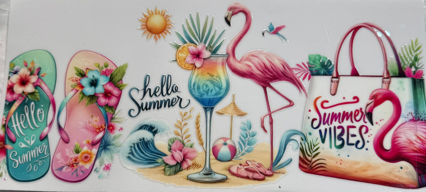 uvdtf transfer wrap flamingo