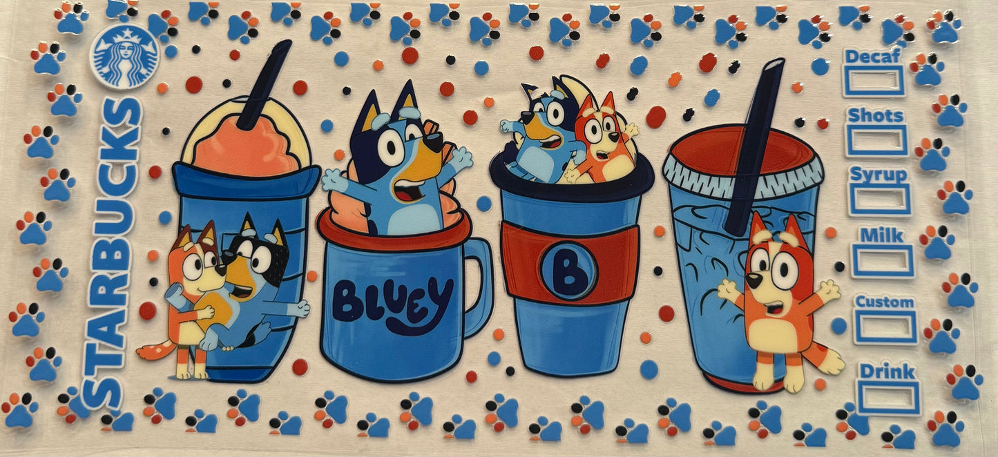 uvdtf transfer wrap Starbucks bluey