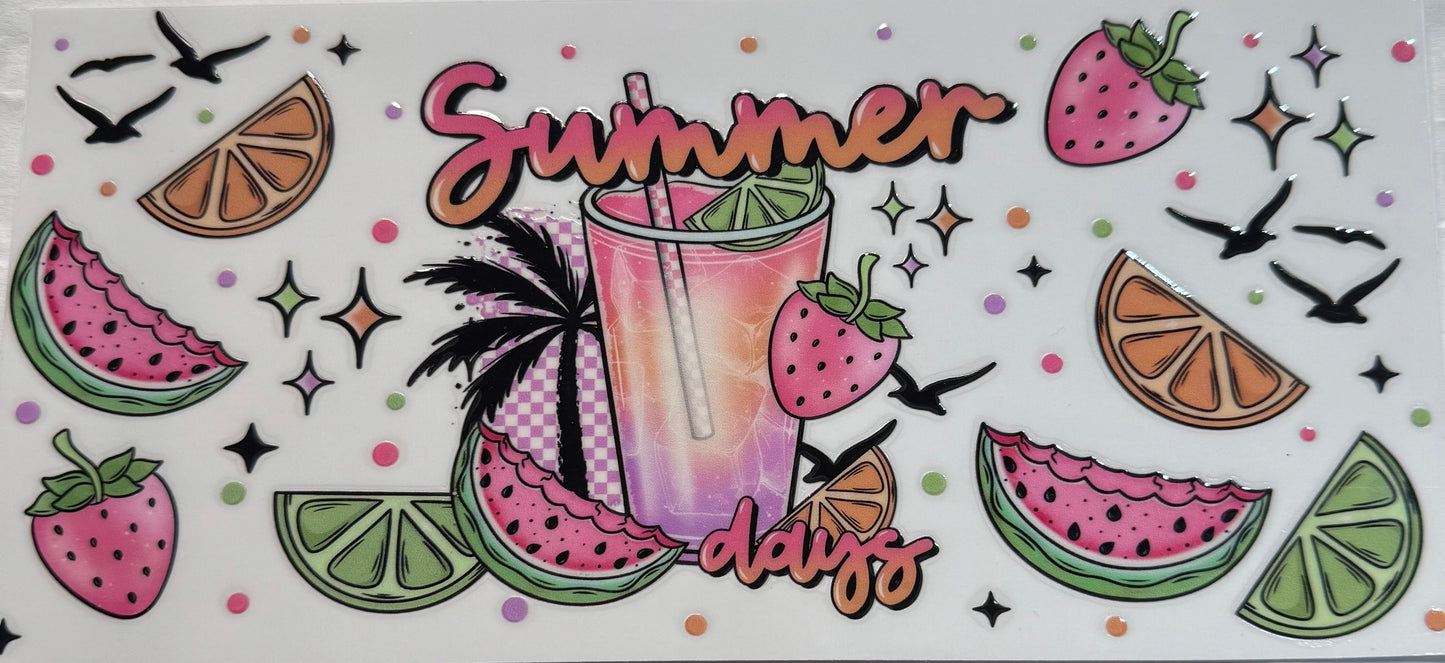uvdtf transfer wrap summer vibes drink with watermelon