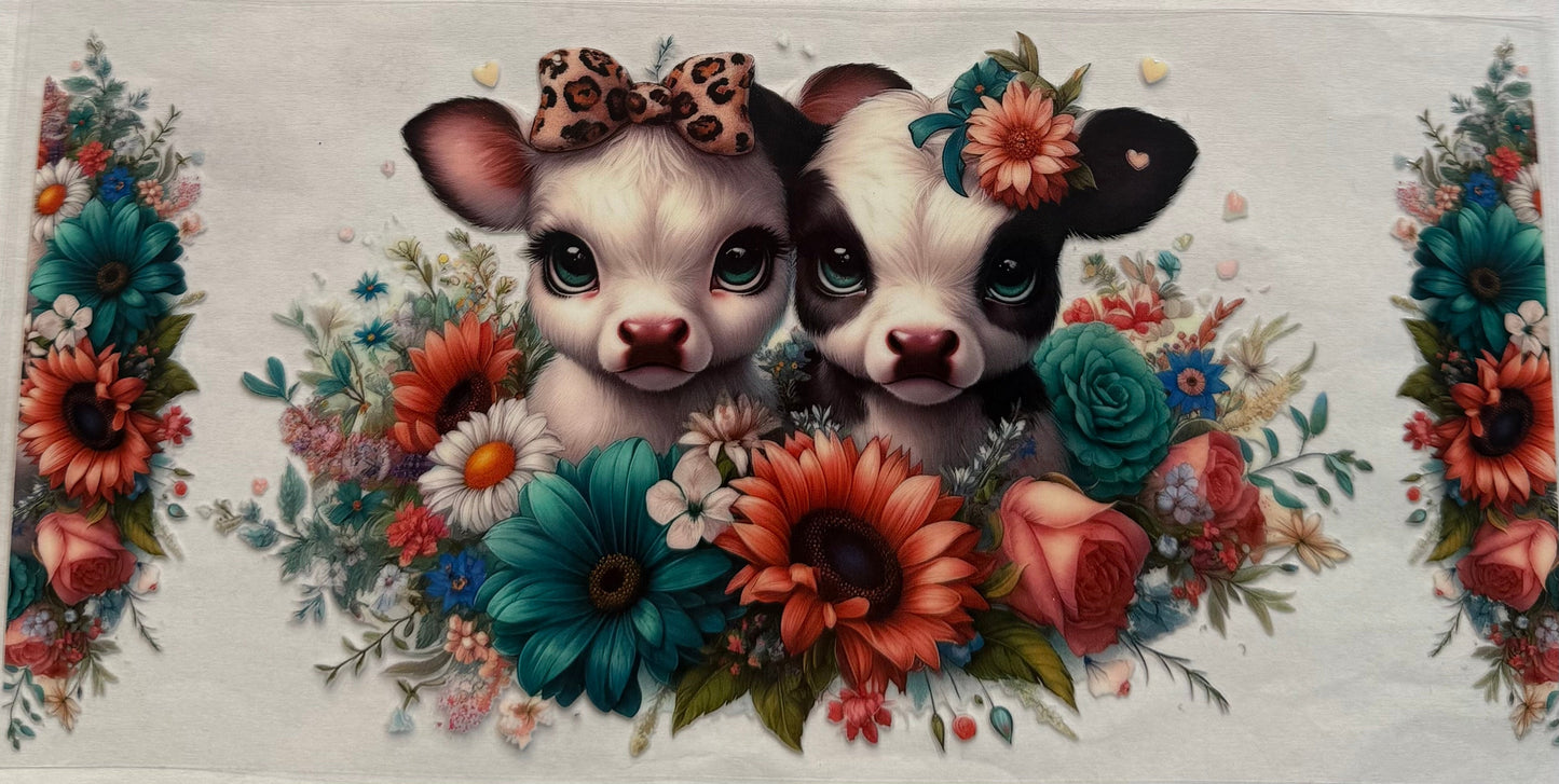 uvdtf transfer wrap two cow with floral