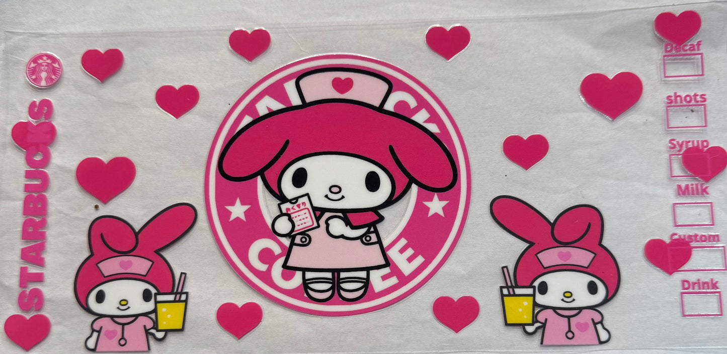 uvdtf transfer wrap hello kitty Starbucks
