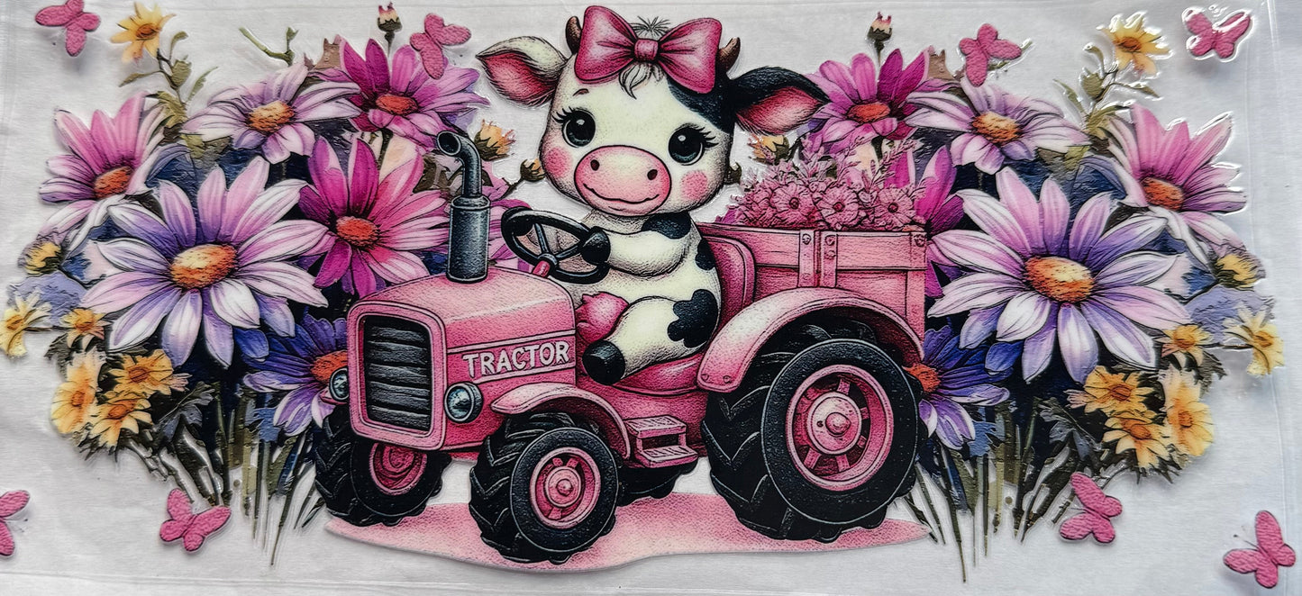 uvdtf transfer wrap cow on tractor