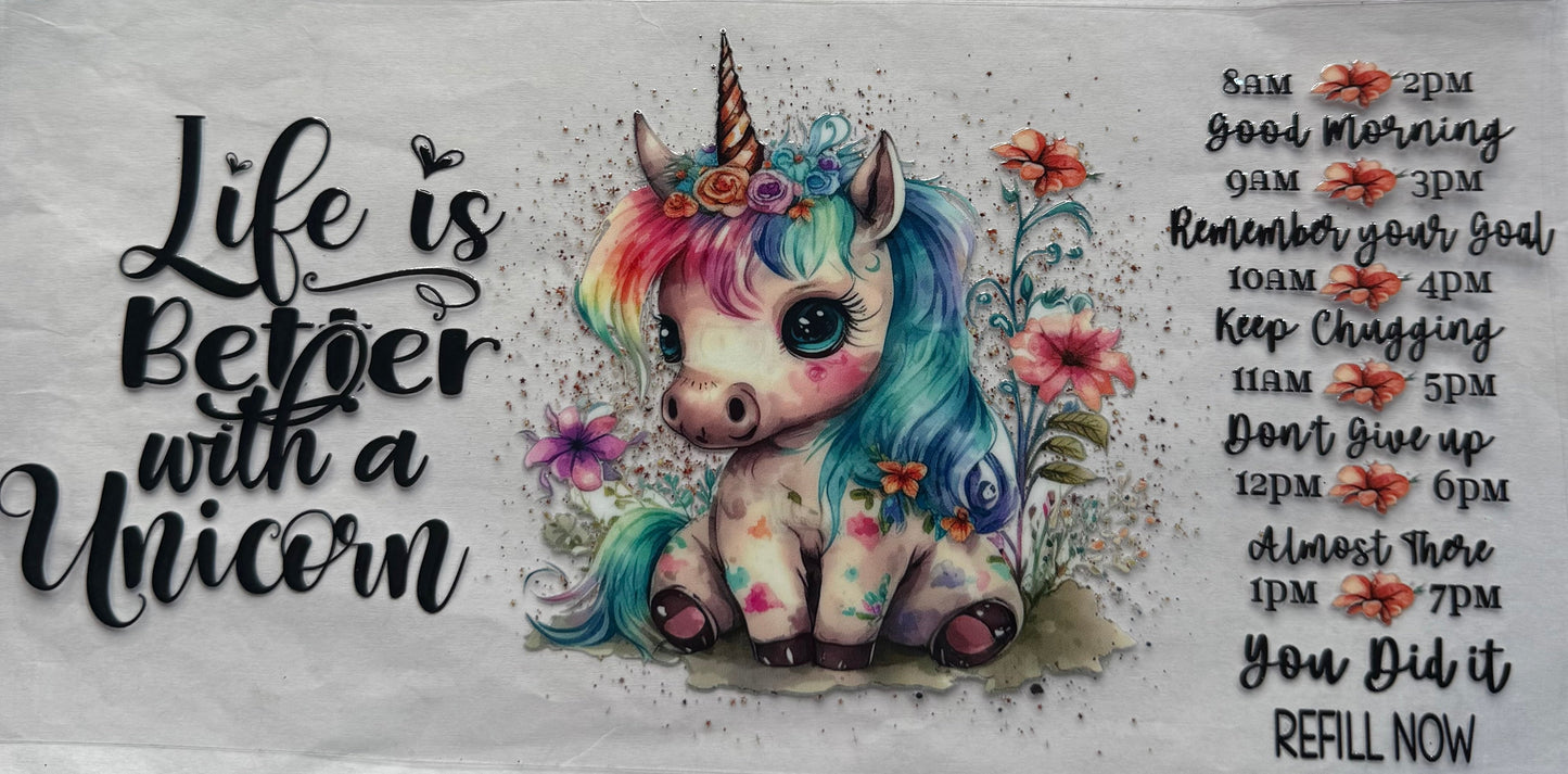 uvdtf transfer wrap unicorn life is better