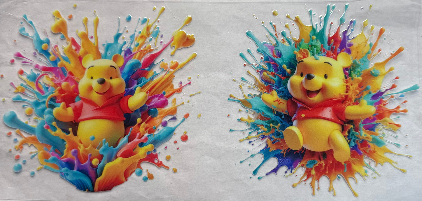uvdtf transfer wrap paint splatter Winnie the Pooh