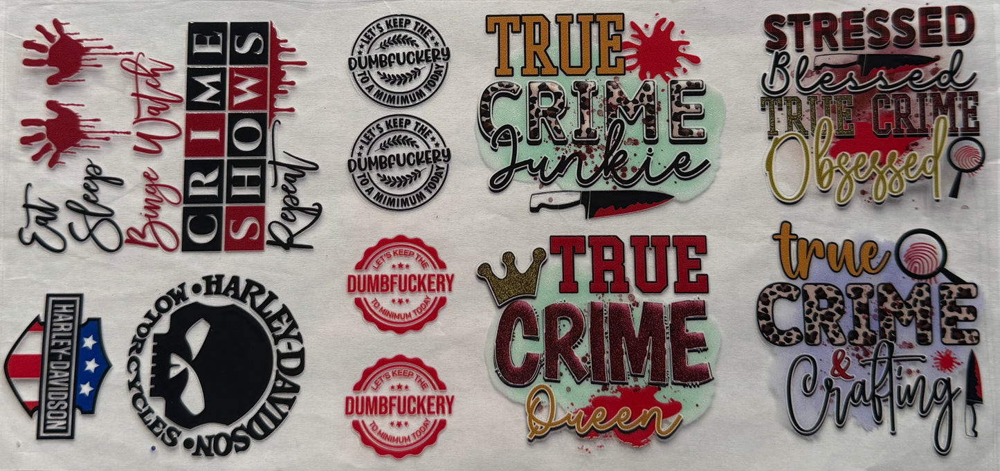uvdtf transfer wrap true crime sayings