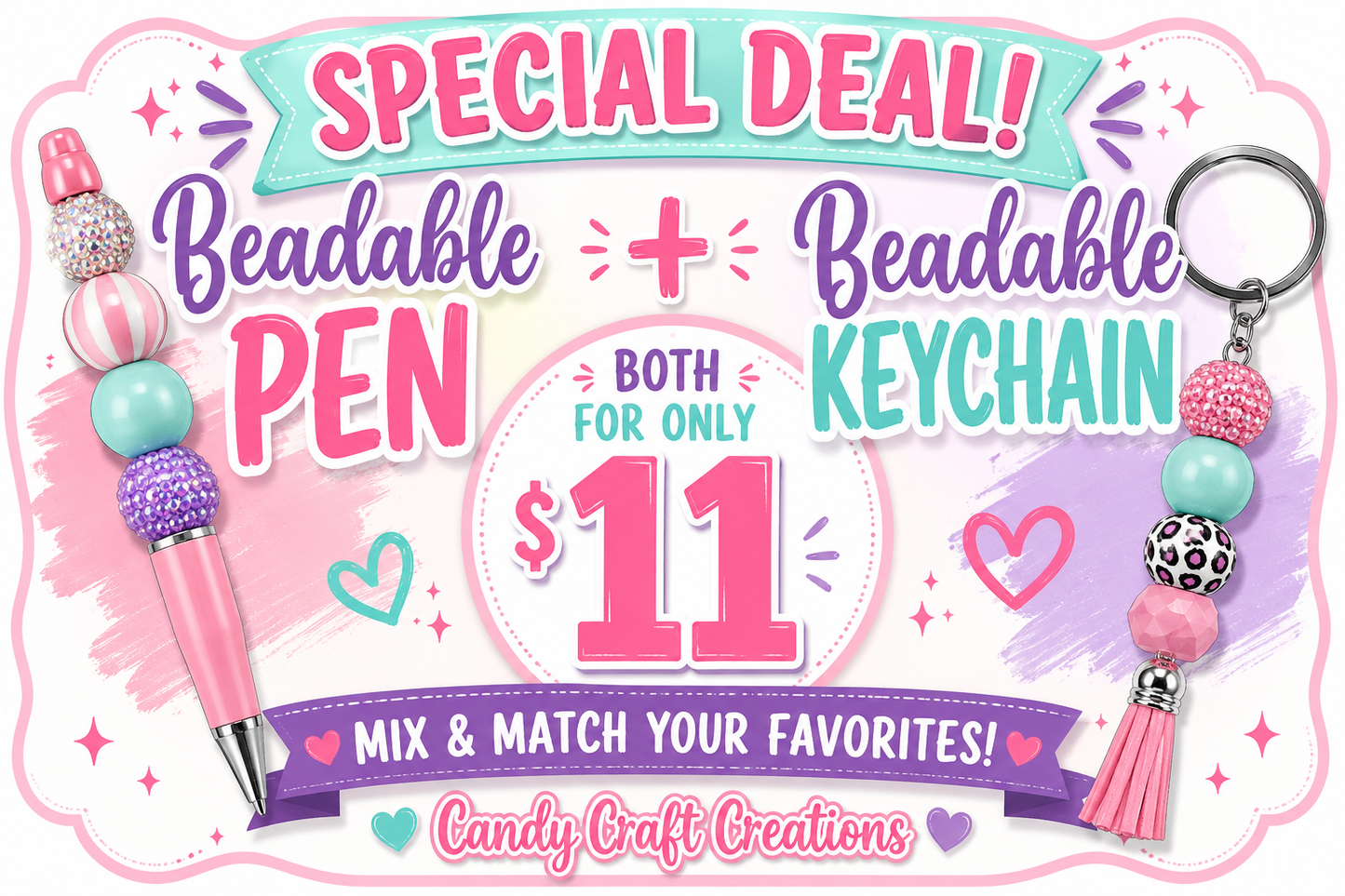 Beadable pen and keychains special