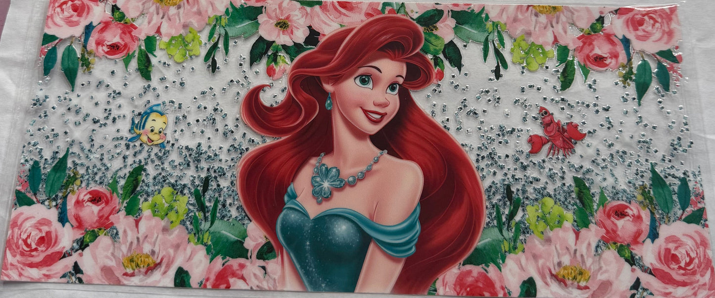 uvdtf transfer wrap Disney Ariel with floral