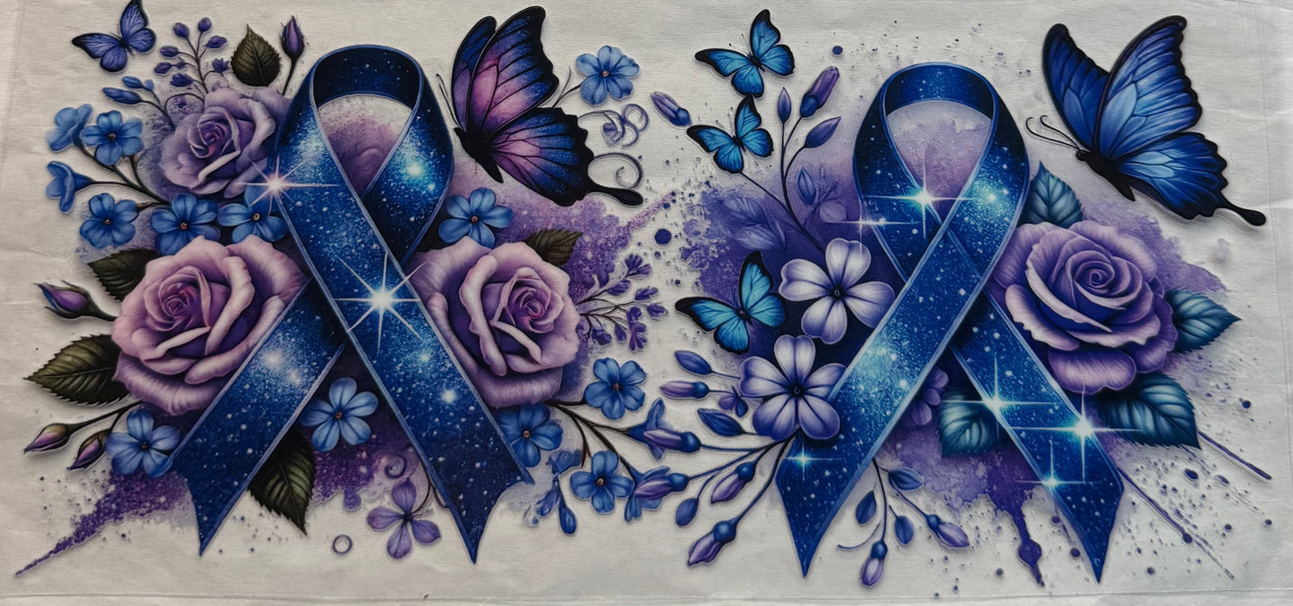 uvdtf transfer wrap blue ribbon roses butterfly