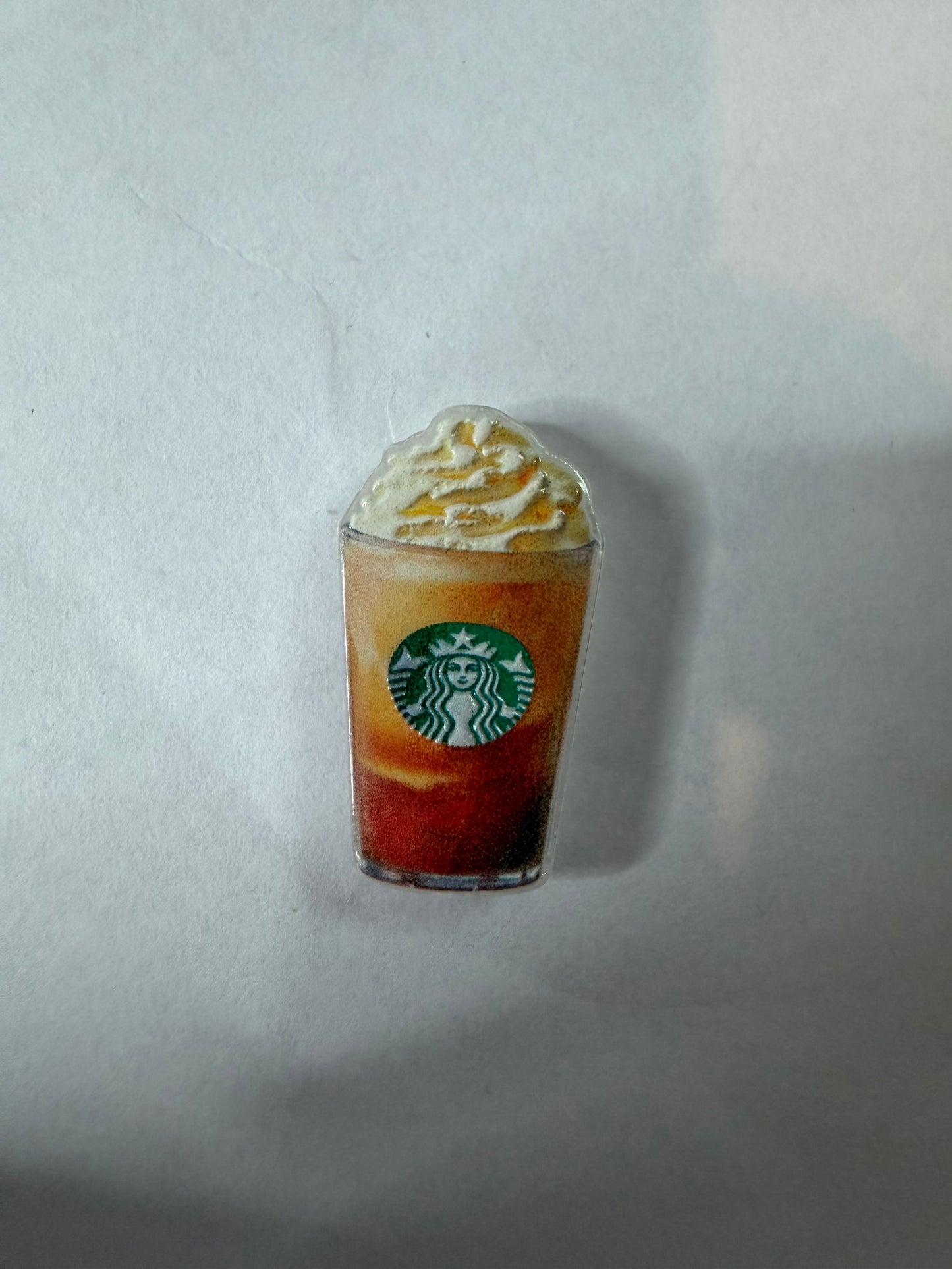 Acrylic focal Brown and yellow Starbucks cups drinks