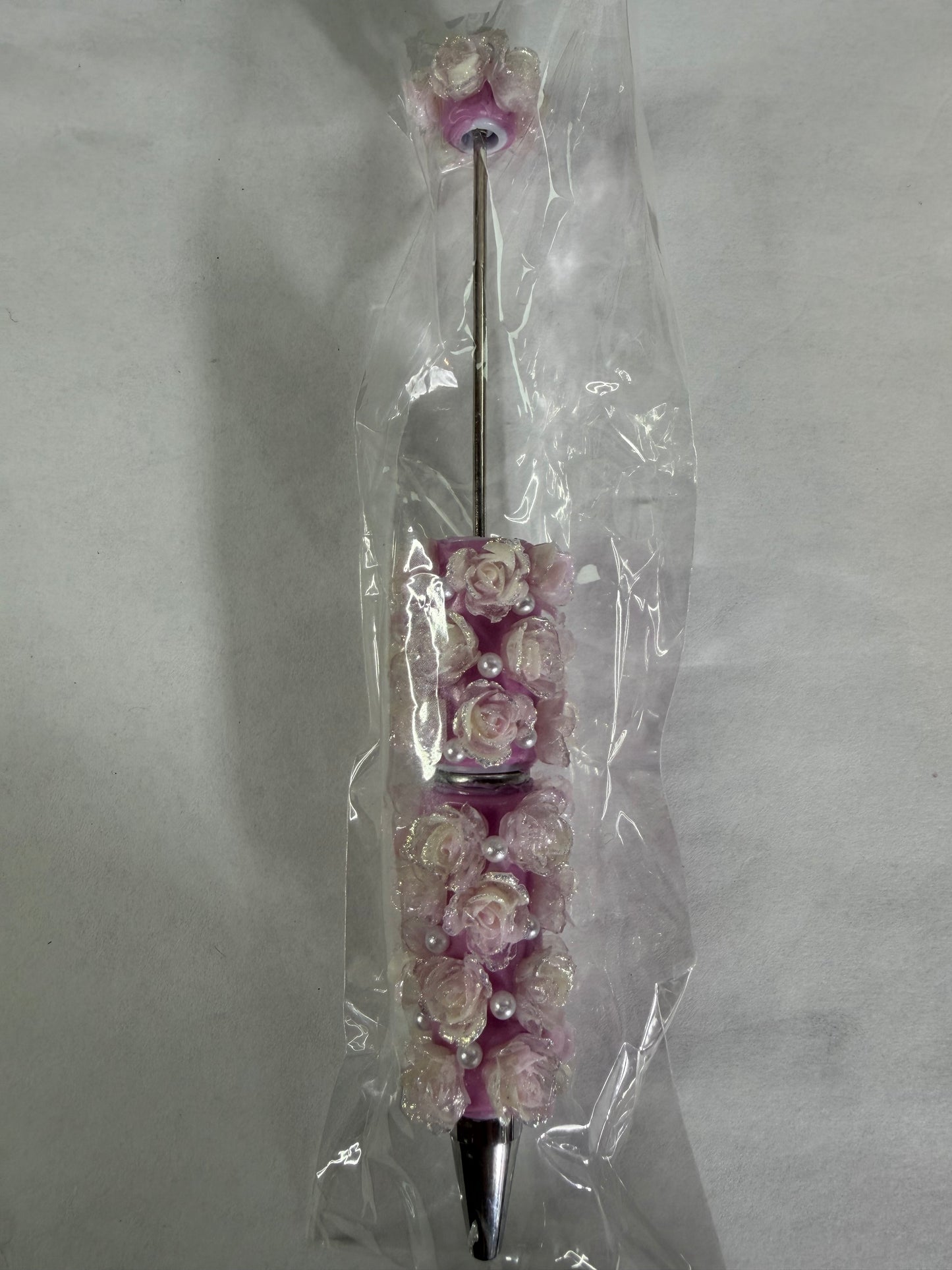 Beadable pen just the one Purple soft flowers